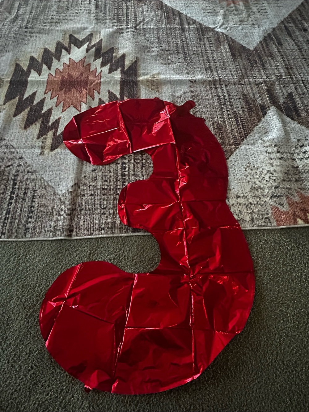 Large Red Foil Number 3 Balloon - Metallic Décor